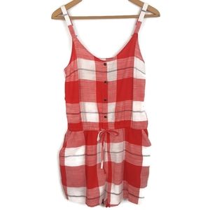 Old Navy Plaid Checker Red/White Romper Medium
